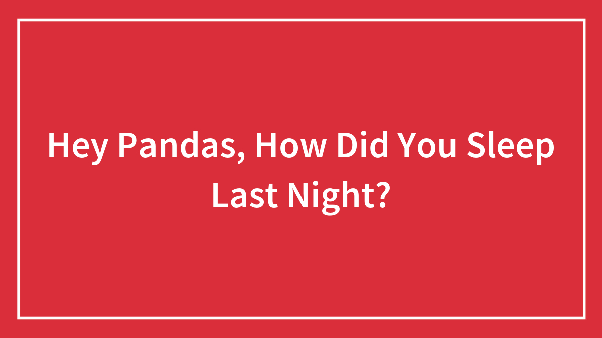 Hey Pandas, How Did You Sleep Last Night?