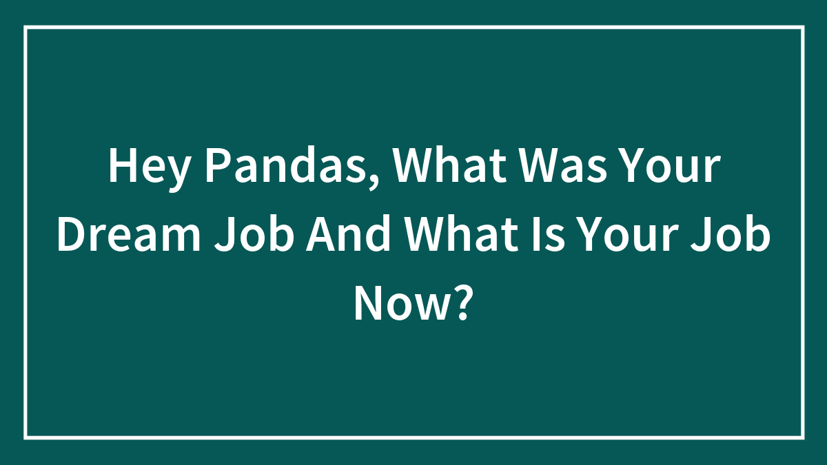 Hey Pandas, What Was Your Dream Job And What Is Your Job Now? (Closed)