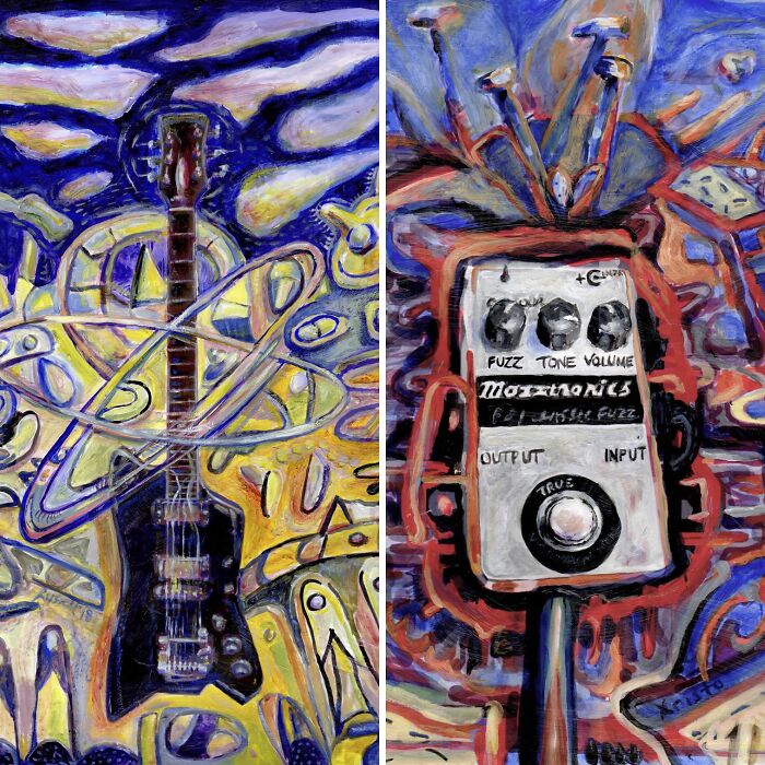 I Am A Visual Artist Who Created A Series Of Quirky Guitars Paintings (12 Pics)