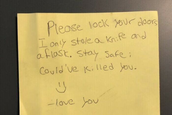 Creepy Note Left By Burglar