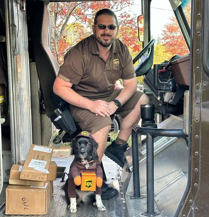 Juniper Loves Our Office UPS Driver. So When I Saw A UPS Costume I Got It For Her. When, Chris, The Driver Came In He Was So Excited And Asked For The Photos. Atlanta, Georgia
