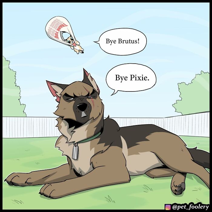 The artist depicts a true animal friendship between Pixie and Brutus. Here are his seven of his latest comic strips.