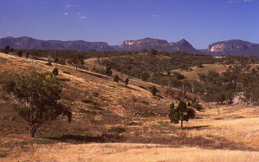 Capertee Valley, looking east towards Glen Davis, NSW, Australia (old Kodachrome slide)