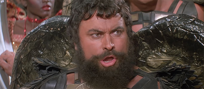 Brian Blessed shouting at someone 