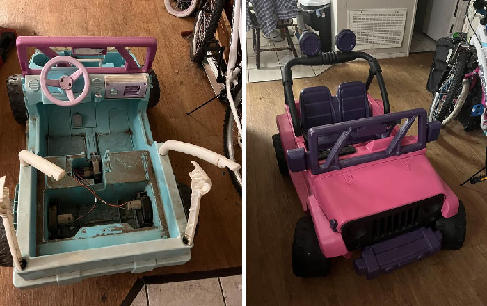 Turned This Dirty/Broken Powerwheels I Got For Free Into A New One. Only Had To Buy A Battery For $50