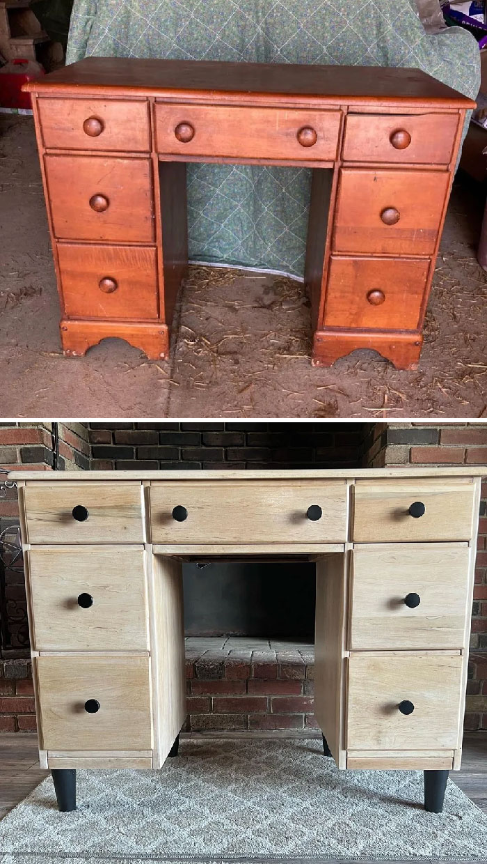 Picked Up This Moldy, Broken Vanity For $25 And Only Bought New Knobs And Feet. Now I Have A Piece Of Solid Wood Furniture