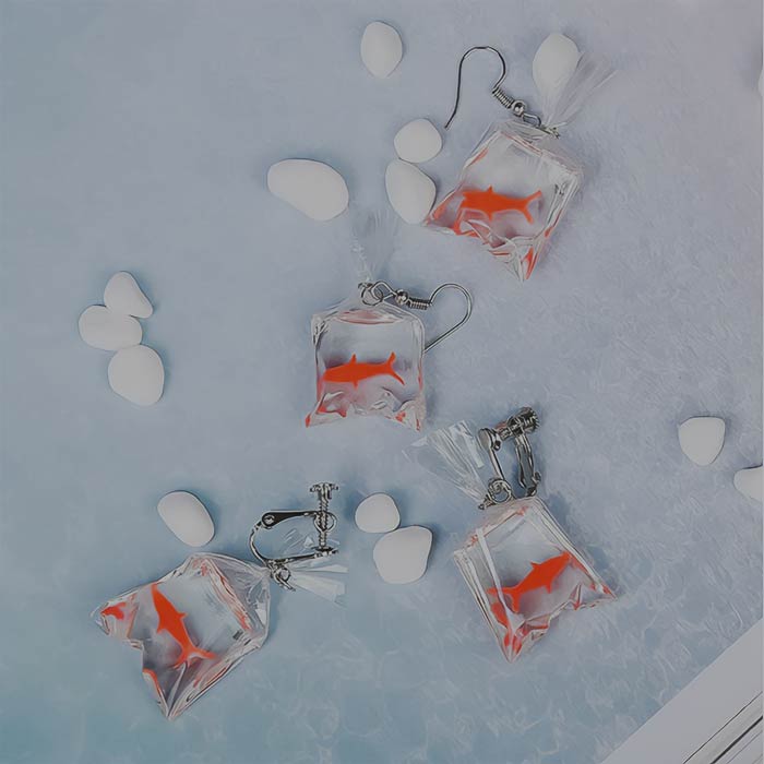 goldfish in the plastic bag earrings 