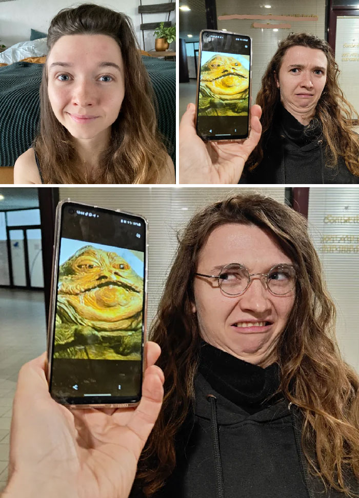 My Friend Told Me I Look Like A Jabba The Hutt (The Third Photo Got Some Harry Potter Touch)
