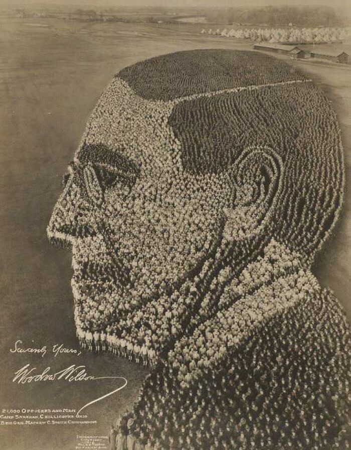 21,000 Us Soldiers In The Shape Of Then-President Woodrow Wilson, September 1918