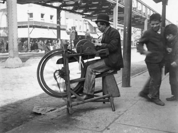 A Knife Grinder In New York City, 1896