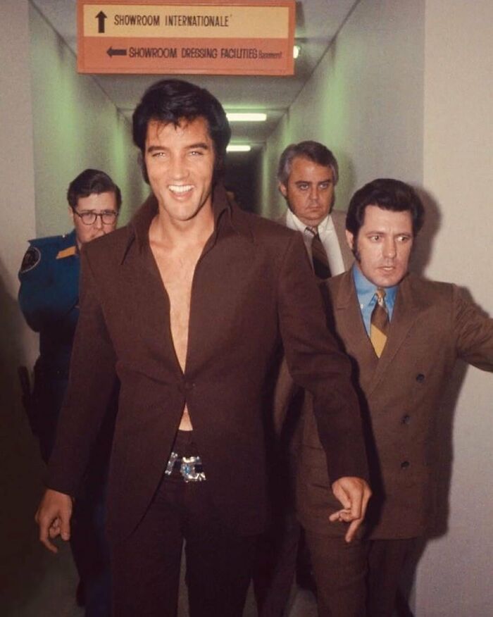Elvis And His Entourage Arrive In Las Vegas, Date Unknown. Look How Dashing He Looks!