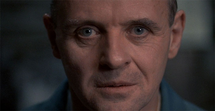 Hannibal Lecter looking at the camera 