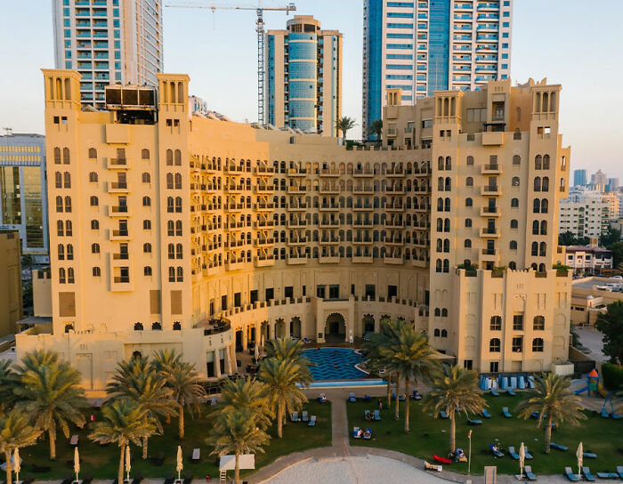Huge hotel with swimming pool