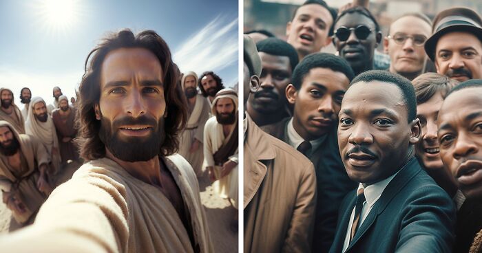 AI Time Traveller: Artist Shows How Iconic People From The Past Would Take Their Selfies (28 Pics)