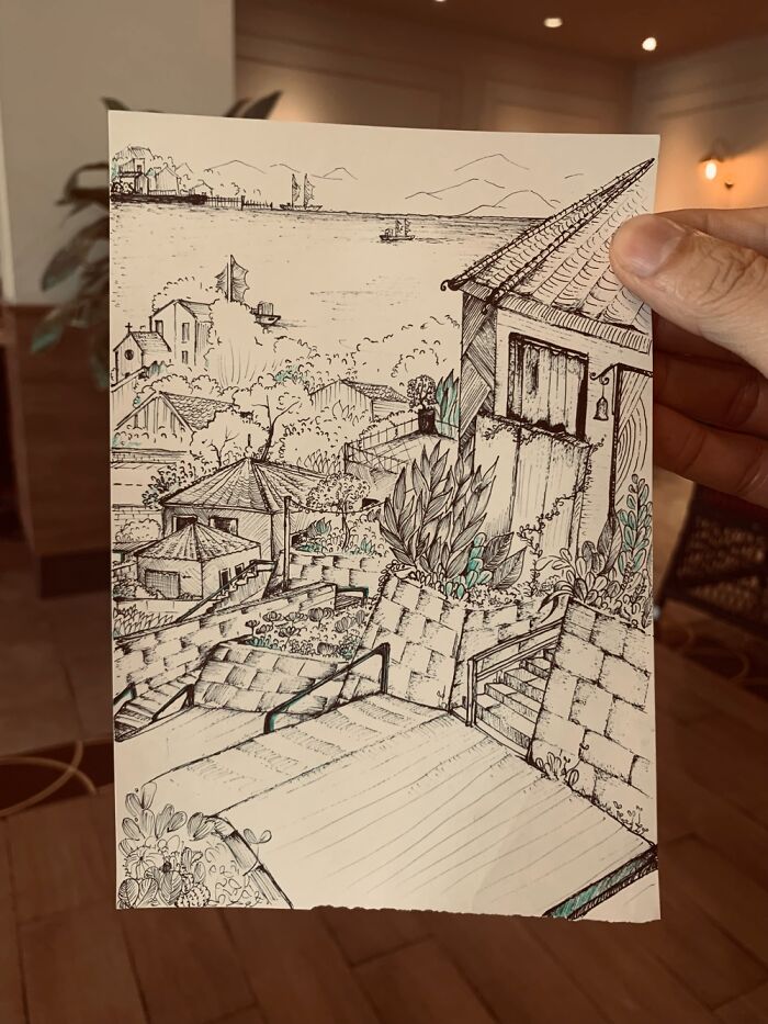 Pen Drawings Of Places I Have Seen In My Dreams (7 Pics)