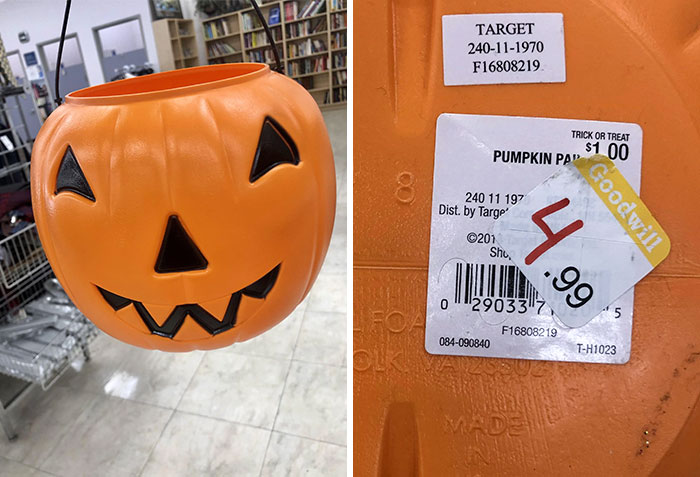 Original Target Price $1.00 Goodwill Price $4.99 For Plastic Jack-O'-Lantern Bucket