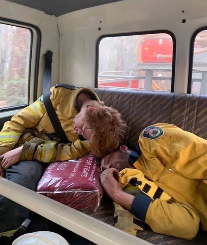 Exhausted Firefighters In Australia