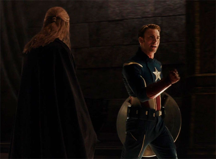 Chris Evans walking in movie Thor: A Dark World