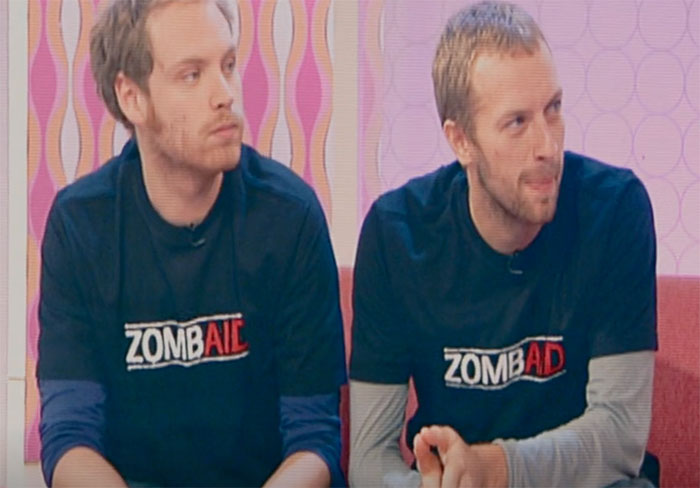 Coldplay sitting and looking in movie Shaun of the Dead