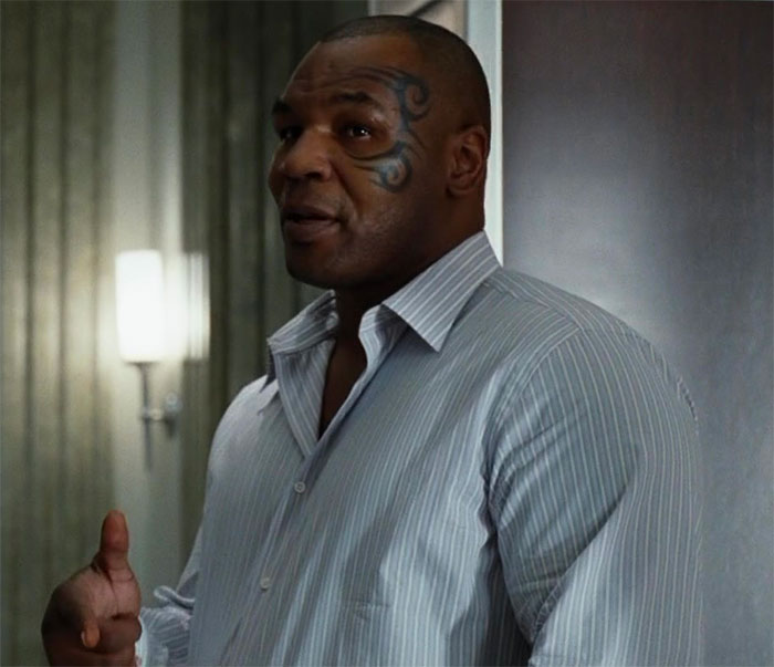Mike Tyson looking in movie The Hangover