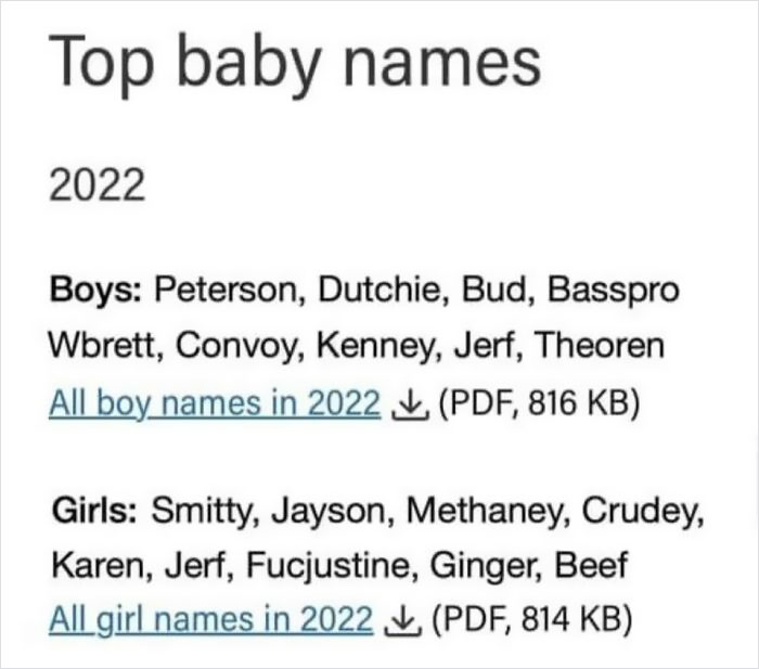 Just Saw This Posted For The Place Where I Live. Some Of These Names Are Wild!