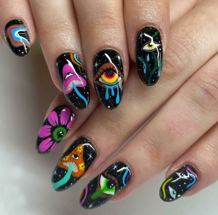 The Design My Nail Tech Came Up With When I Asked For Something Psychedelic