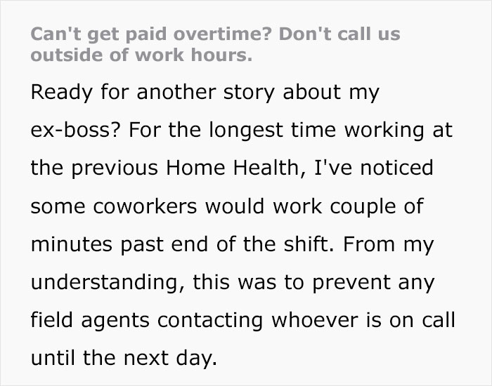 Boss tells employee not to work overtime, calls after office hours, gets shocked when hangs up