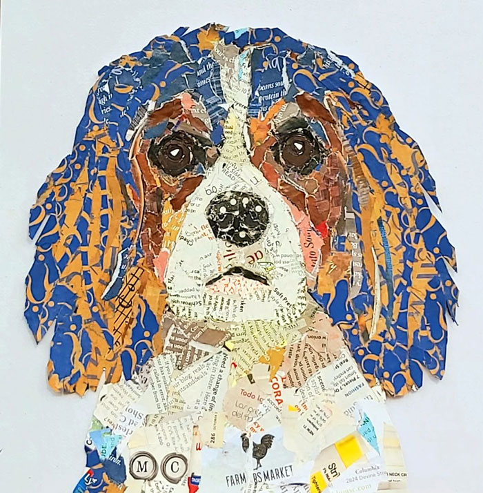 a portrait of a dog made out of a paper