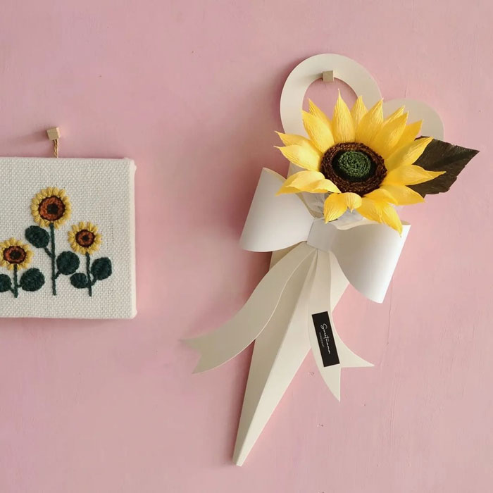sunflower paper flower on the wall