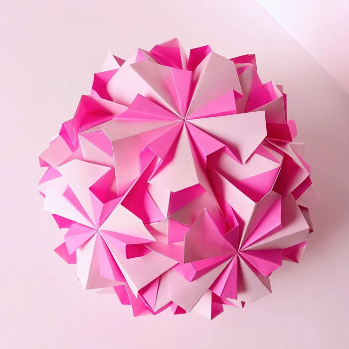 pink modular origami