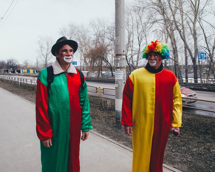 Man dressed as clowns 