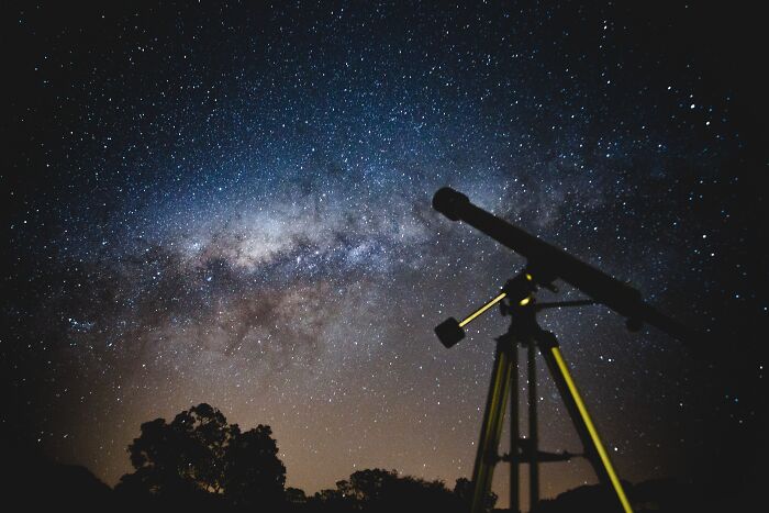Picture of telescope and stars