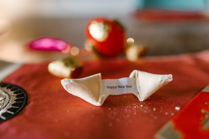 Fortune Cookie With A Happy New Year Wish 