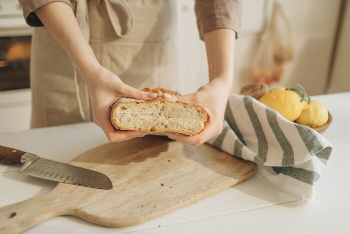 Slicing Freshly Baked Bread 