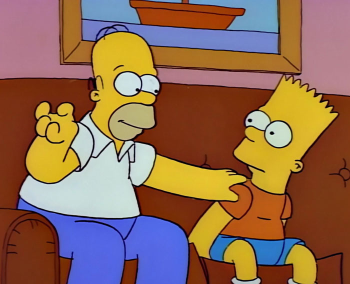 Homer talking with Bart 