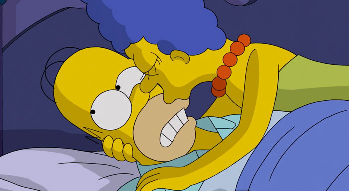Marge kissing Homer 