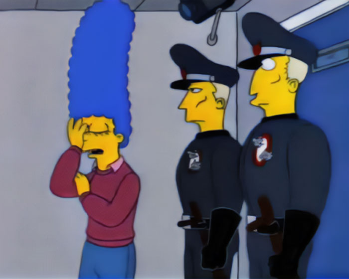 Marge and police officers 