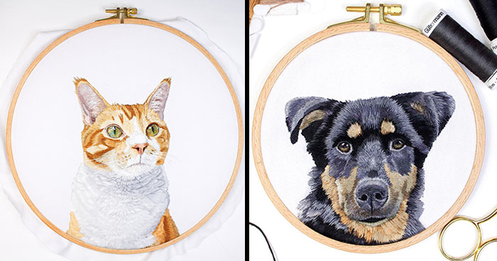 62 Lifelike Pet Portraits That I Create With The Help Of Embroidery