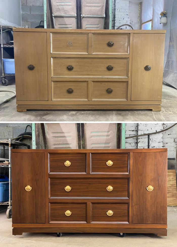 I Refinished A Blonde American Of Martinsville Credenza