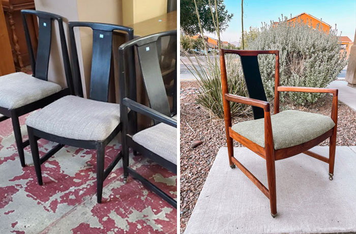 Found These Chairs For 12$ Each, Stripped Most Of The Black (The Center Was Veneer And Was Scared I Might End Up Messing It Up) I Think They Are Denmark Mcm