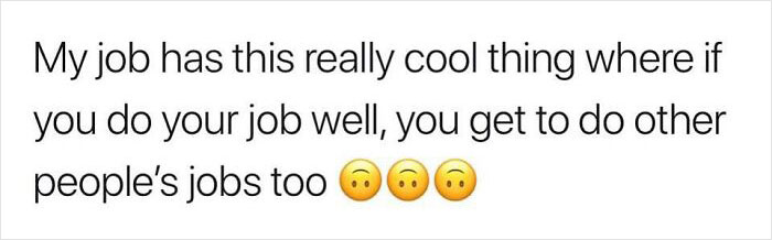 Retail work meme about doing additional work with surprised face emojis.