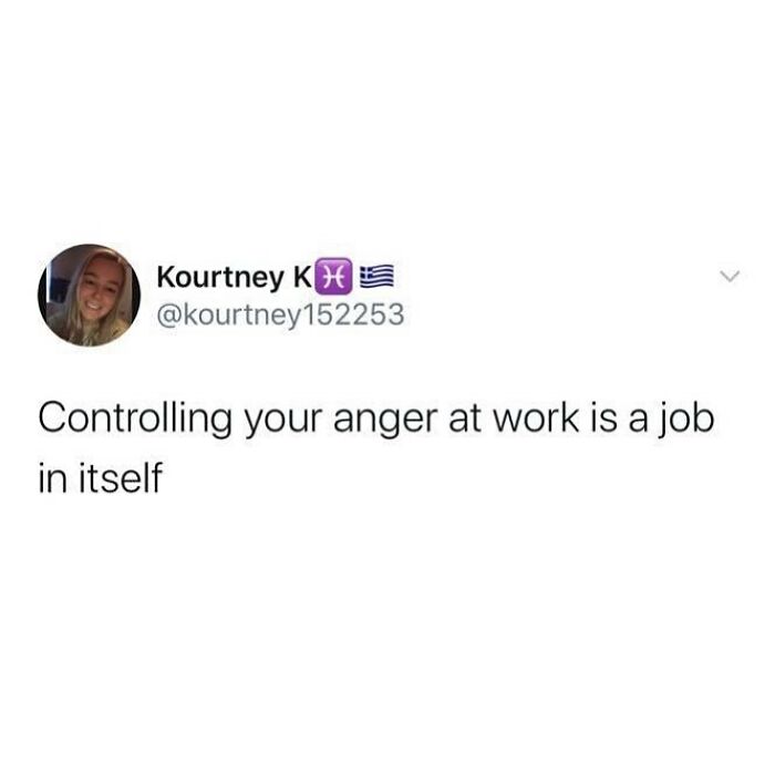 Retail work meme about managing anger at work, featuring a social media post insight.