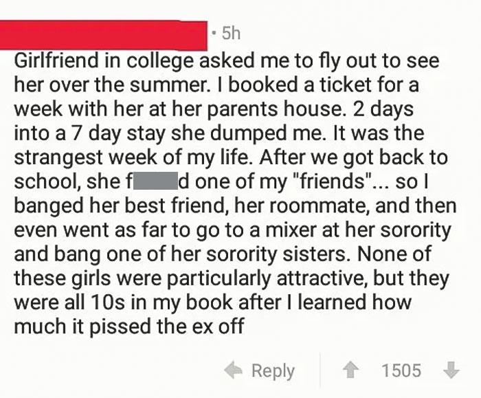 Guy Goes Full Savage Mode And Proceeds To Bang All Of His Ex's Close Female Friends
