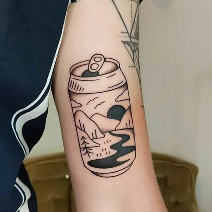nature and beer arm tattoo