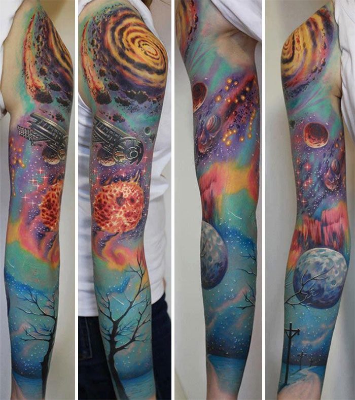 Space sleeve tattoo