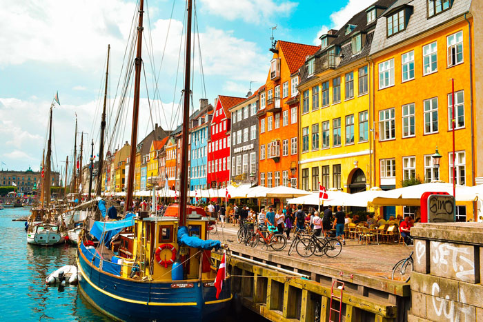 Photo of Copenhagen city with colorful buildings