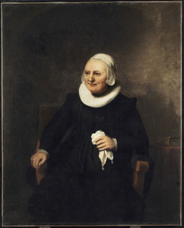 Portrait Of A Seated Woman With A Handkerchief By Carel Fabritius