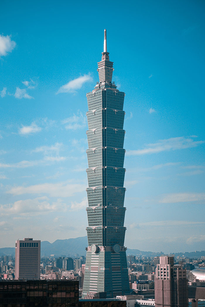 Picture of Taipei 101 near other buildings