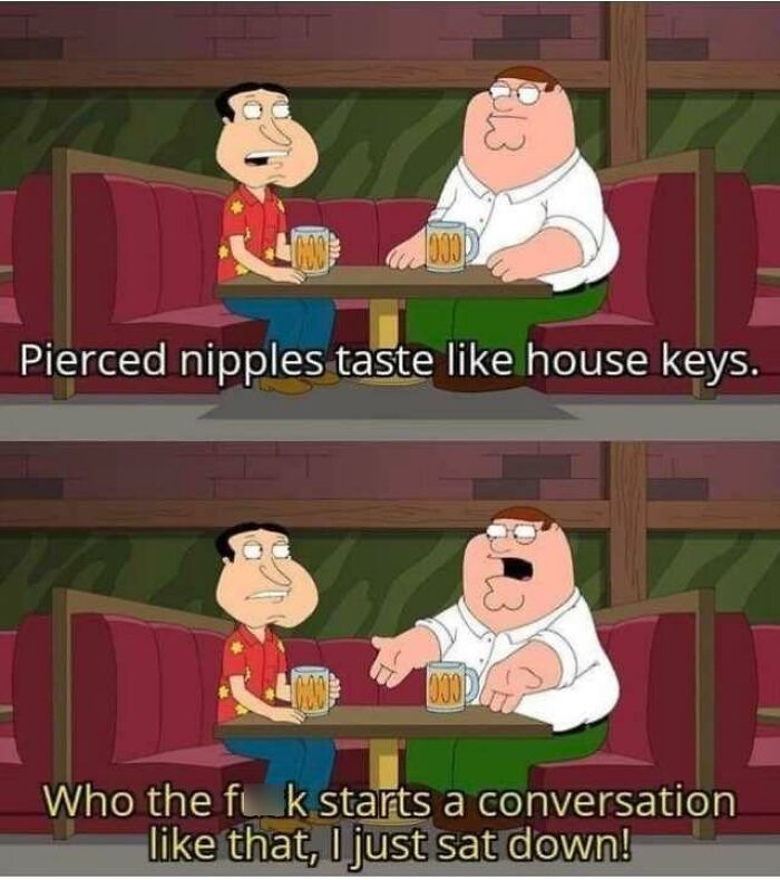 Cartoon characters sitting in a booth having an awkward conversation, highlighting single life humor.