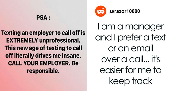 “This New Age Of Texting To Call Off Literally Drives Me Insane”: Manager States That People Who Text Employers Are “Unprofessional”, Gets Blasted Online